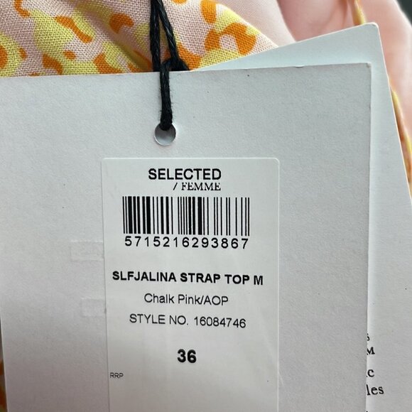 SELECTED Femme NWT Slfjalina strappy tank top keyhole back in pink chalk sz 6 - Picture 8 of 9